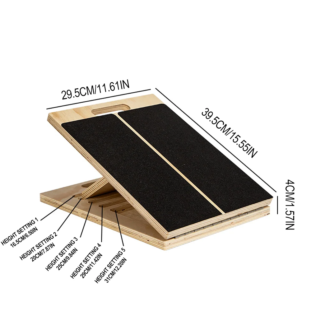 Portable Wooden Slant Board for Calf Sports Stretching Squats Calf Stretcher Pilates Adjustable Incline Board for Knees Ankle