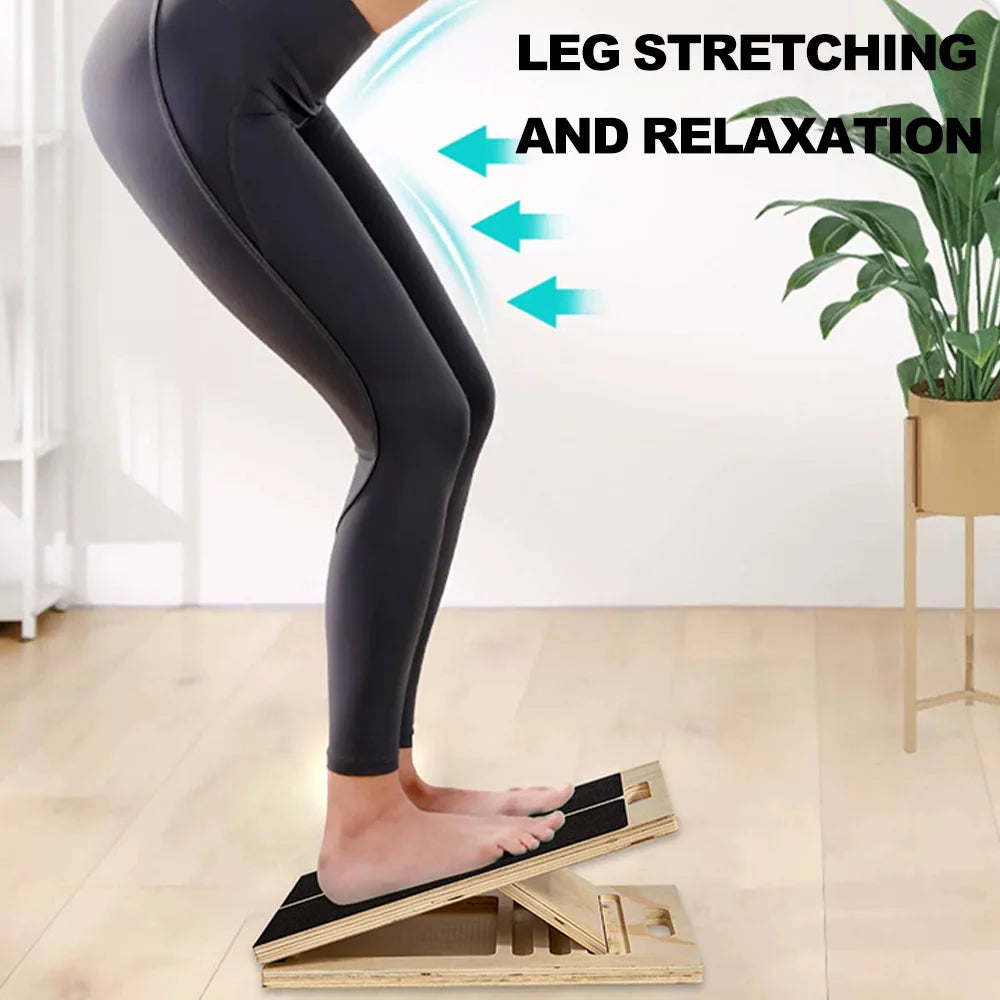 Portable Wooden Slant Board for Calf Sports Stretching Squats Calf Stretcher Pilates Adjustable Incline Board for Knees Ankle