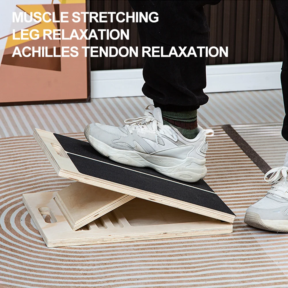 Portable Wooden Slant Board for Calf Sports Stretching Squats Calf Stretcher Pilates Adjustable Incline Board for Knees Ankle